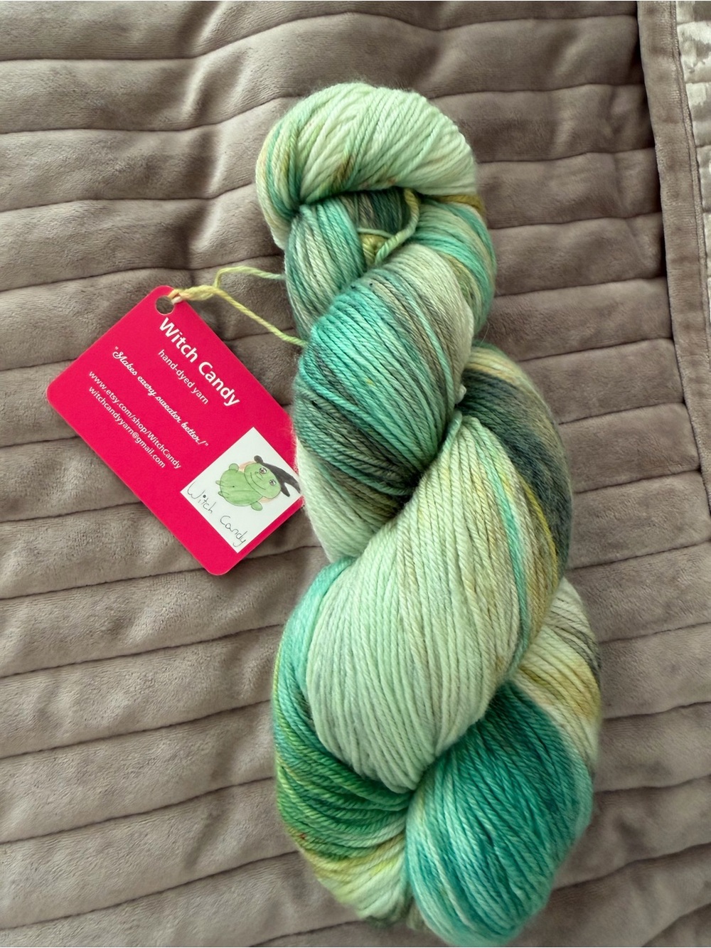 Witch candy Hand-Dyed Green Variegated Yarn - Soft Merino Blend